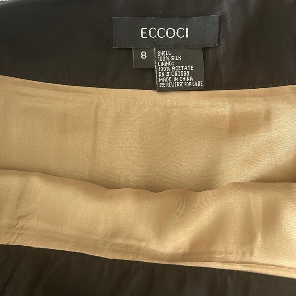 ECCOCI Black Silk Skirt With Lace Sz 8 - Picture 3 of 8